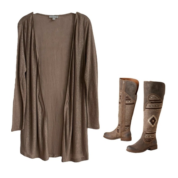 Pure Collection Linen Long Cardigan Wrap SZ 6 - Picture 2 of 4